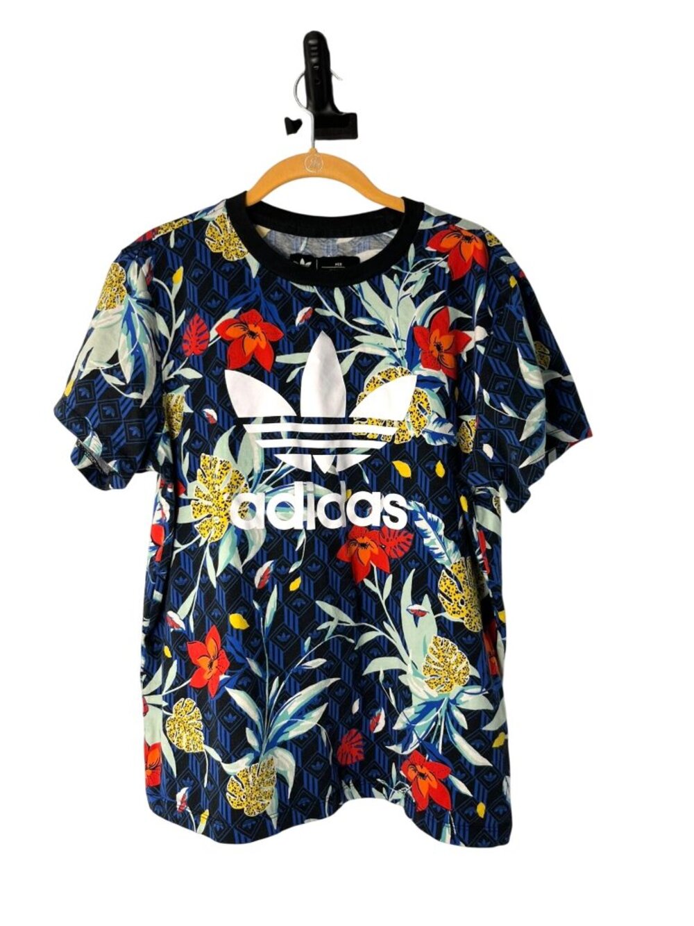 Adidas HER Studio London Womens M Floral Logo T-Shirt Multicolor Used Cotton